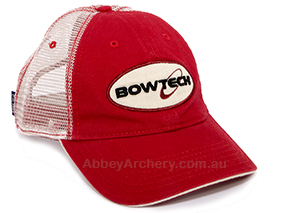 BowTech red and tan mesh cap image