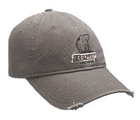 Bear frayed olive hat large image. Click to return to Bear frayed olive hat price and description