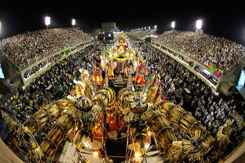 Carnival in Rio de Janeiro held before Lent each year with two million people per day on the streets