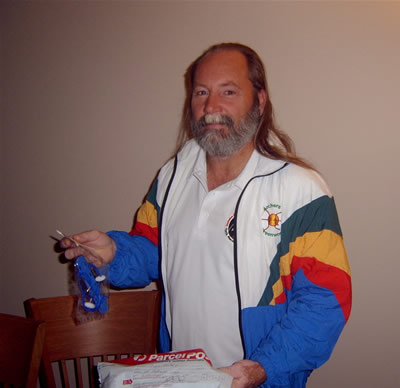 Our first web customer, Hugh Corbett, opening his order purchased online from www.AbbeyArchery.com.au. Thanks Hugh.