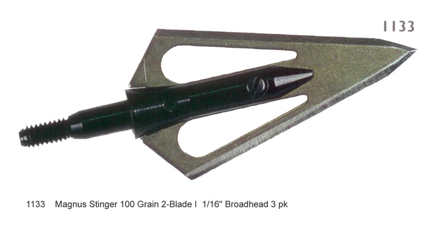 Magnus Stinger 2 blade screw in broadhead 100gr 3s large image. Click to return to Magnus Stinger 2 blade screw in broadhead 100gr 3s price and description