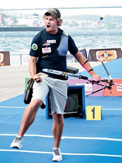 World Cup Recurve Champion Brady Ellison shooting the 2012 Hoyt HPX riser