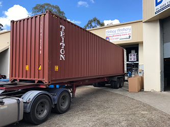 The Delta 40 ft container arrives
