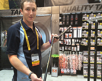 Grant showing the new Easton Contour Stabiliser at the 2015 ATA Show
